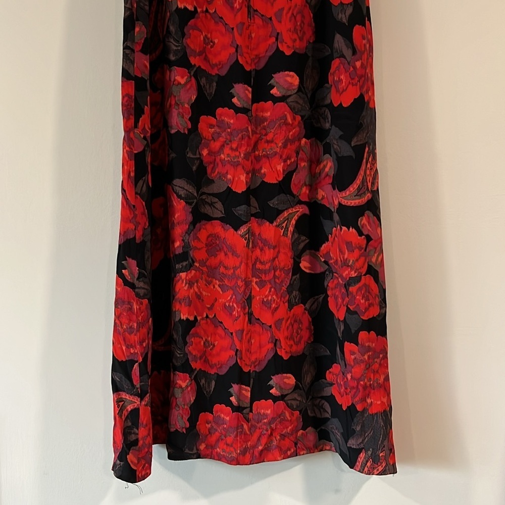 Emozioni - silk, button down maxi skirt, black and red - Picture 7 of 11